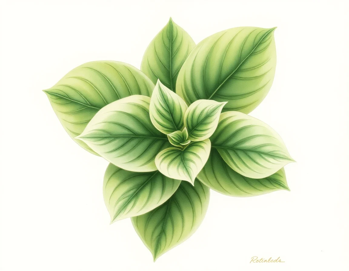 Watercolor illustration of Hosta 'Genesee Splashing'
