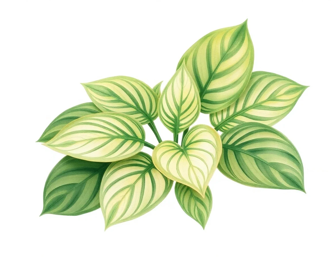 Watercolor illustration of Hosta 'Get Nekkid'