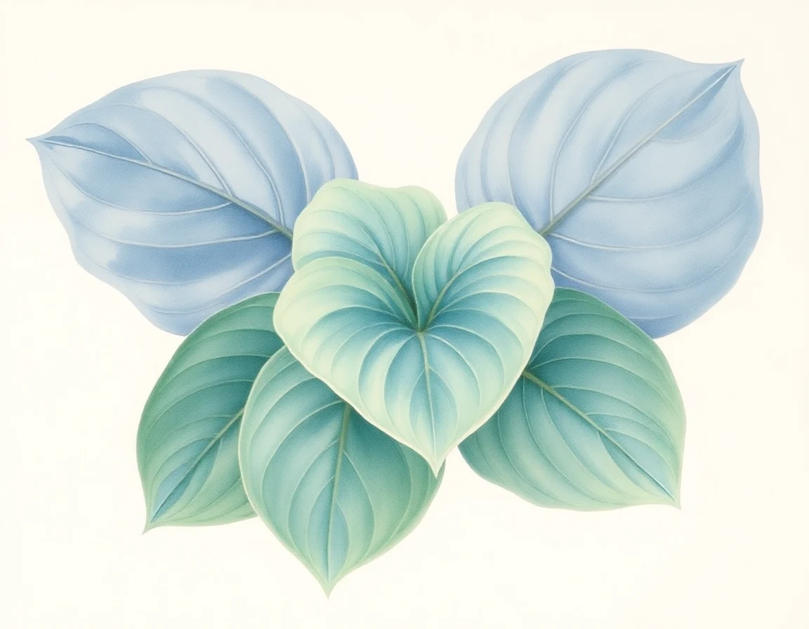 Watercolor illustration of Hosta 'Ginny'