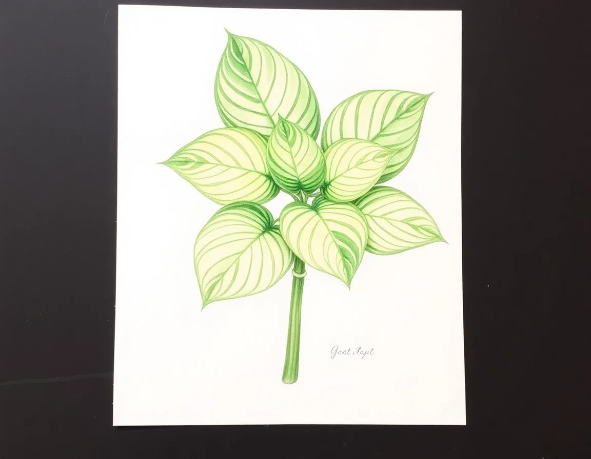 Watercolor illustration of Hosta 'Goblin'
