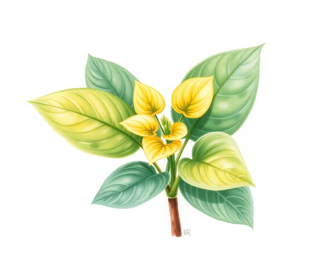 Watercolor illustration of Hosta 'Gold Cup'