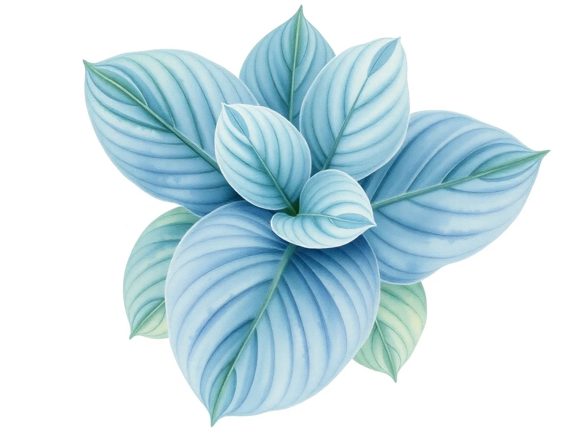 Watercolor illustration of Hosta 'Gold Dorothy of Richland'