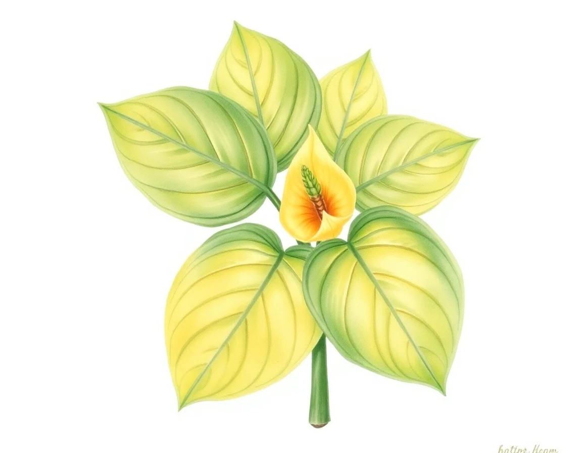 Watercolor illustration of Hosta 'Golden Samurai'