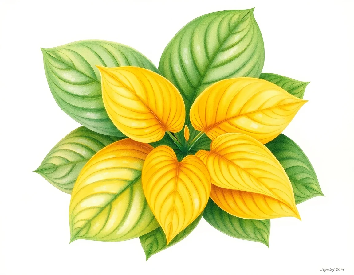 Watercolor illustration of Hosta 'Golden Simplicity'