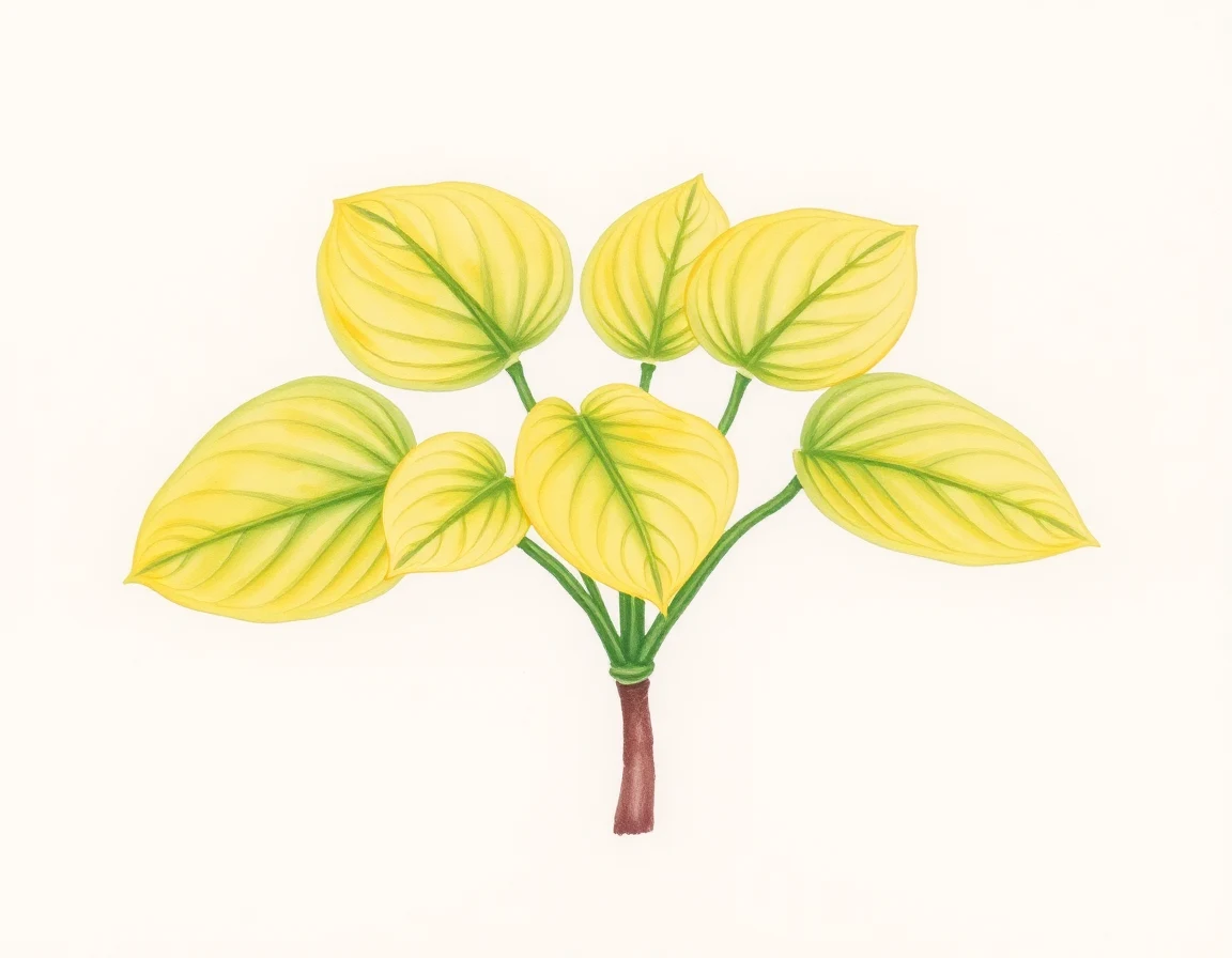 Watercolor illustration of Hosta 'Golden Surprise'
