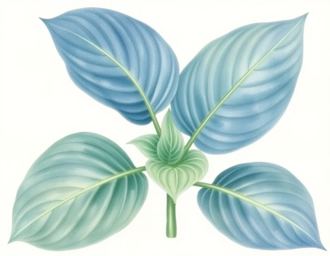 Watercolor illustration of Hosta 'Goldeneye'