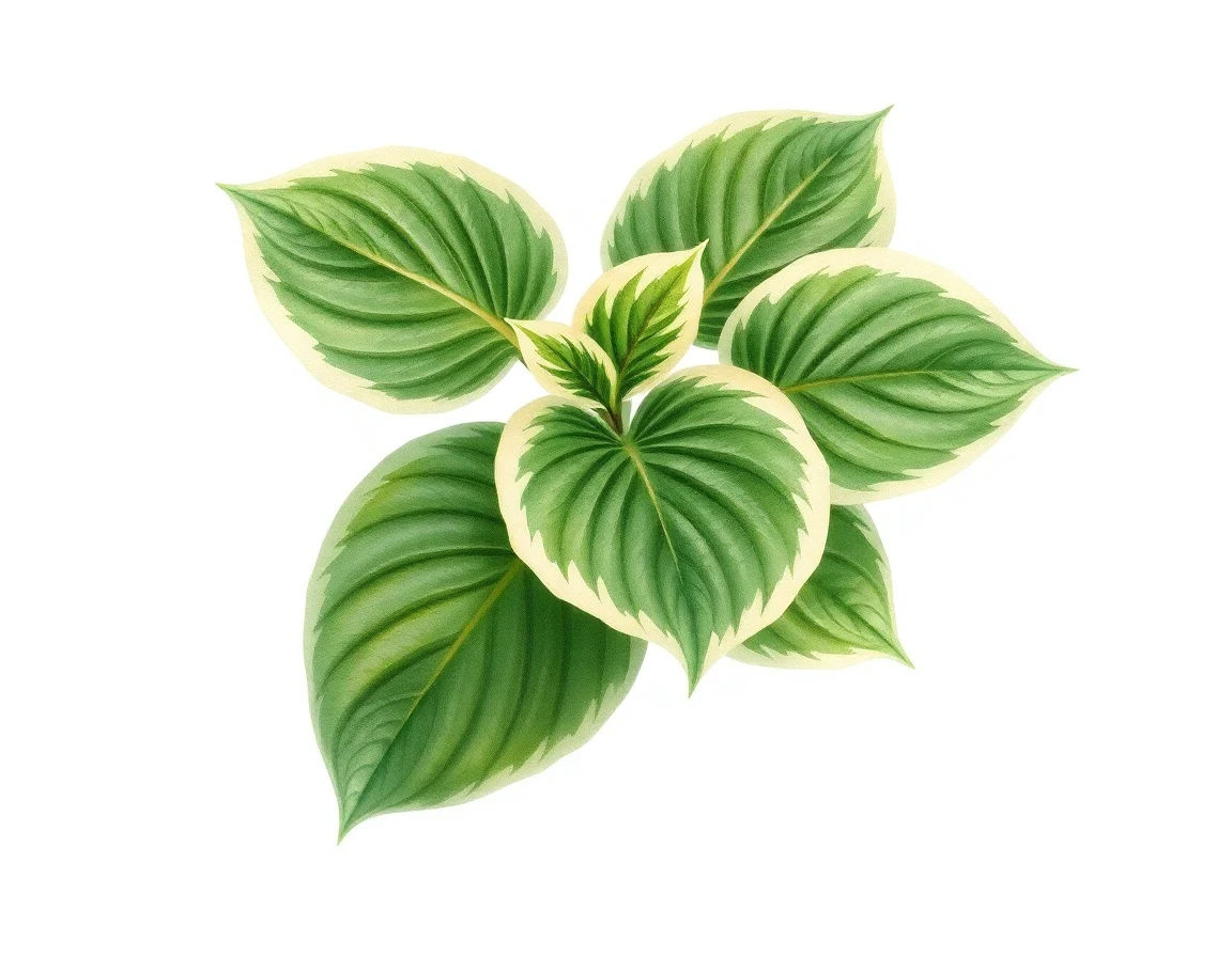 Watercolor illustration of Hosta 'Goldfinch'