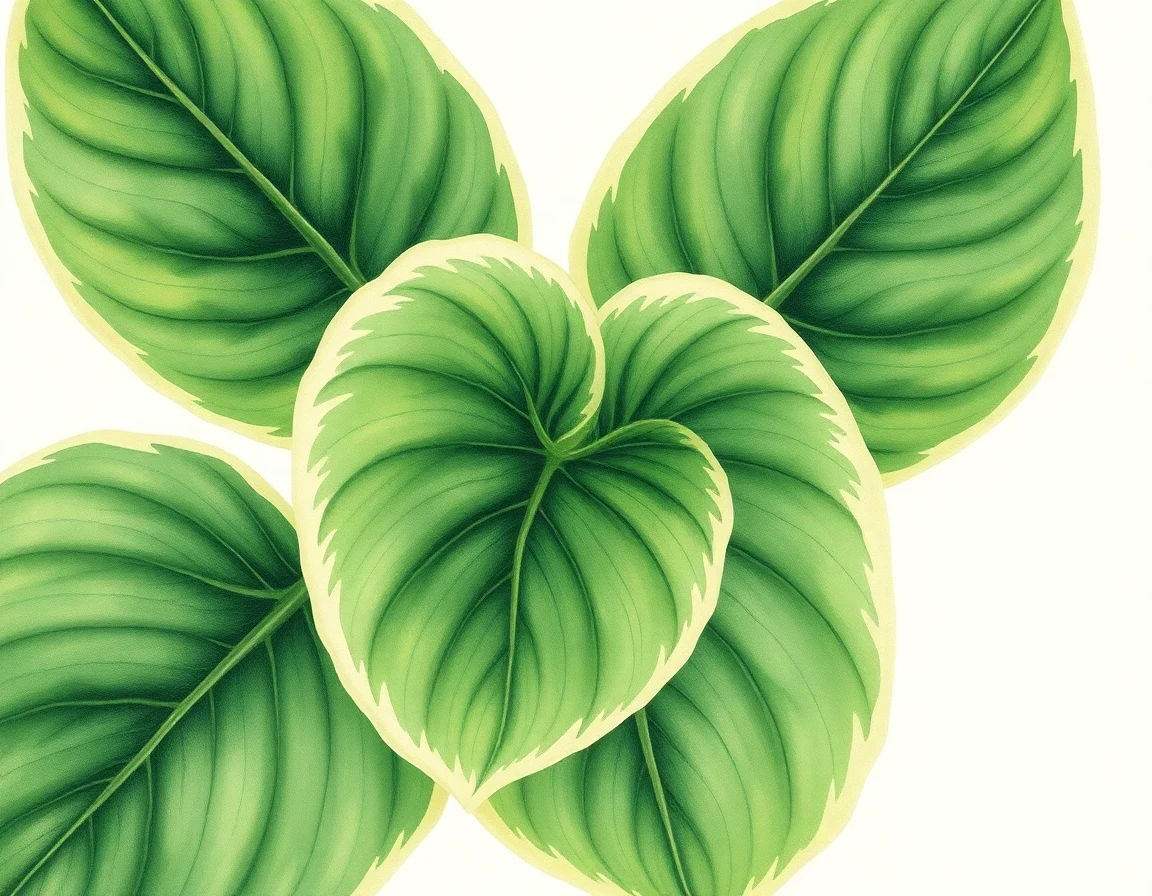 Watercolor illustration of Hosta 'Gone with the Wind'