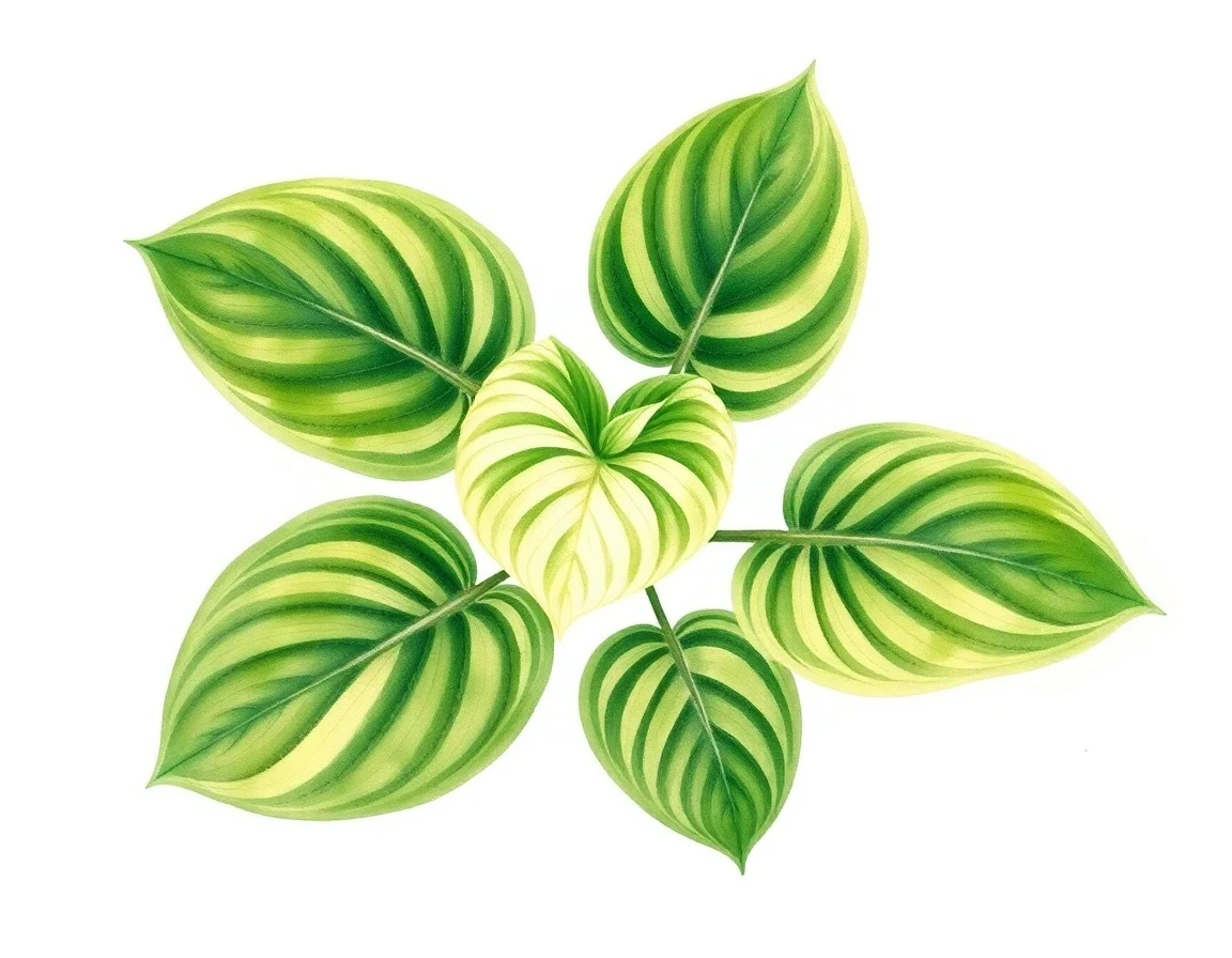 Watercolor illustration of Hosta 'Gosan Leather Strap'