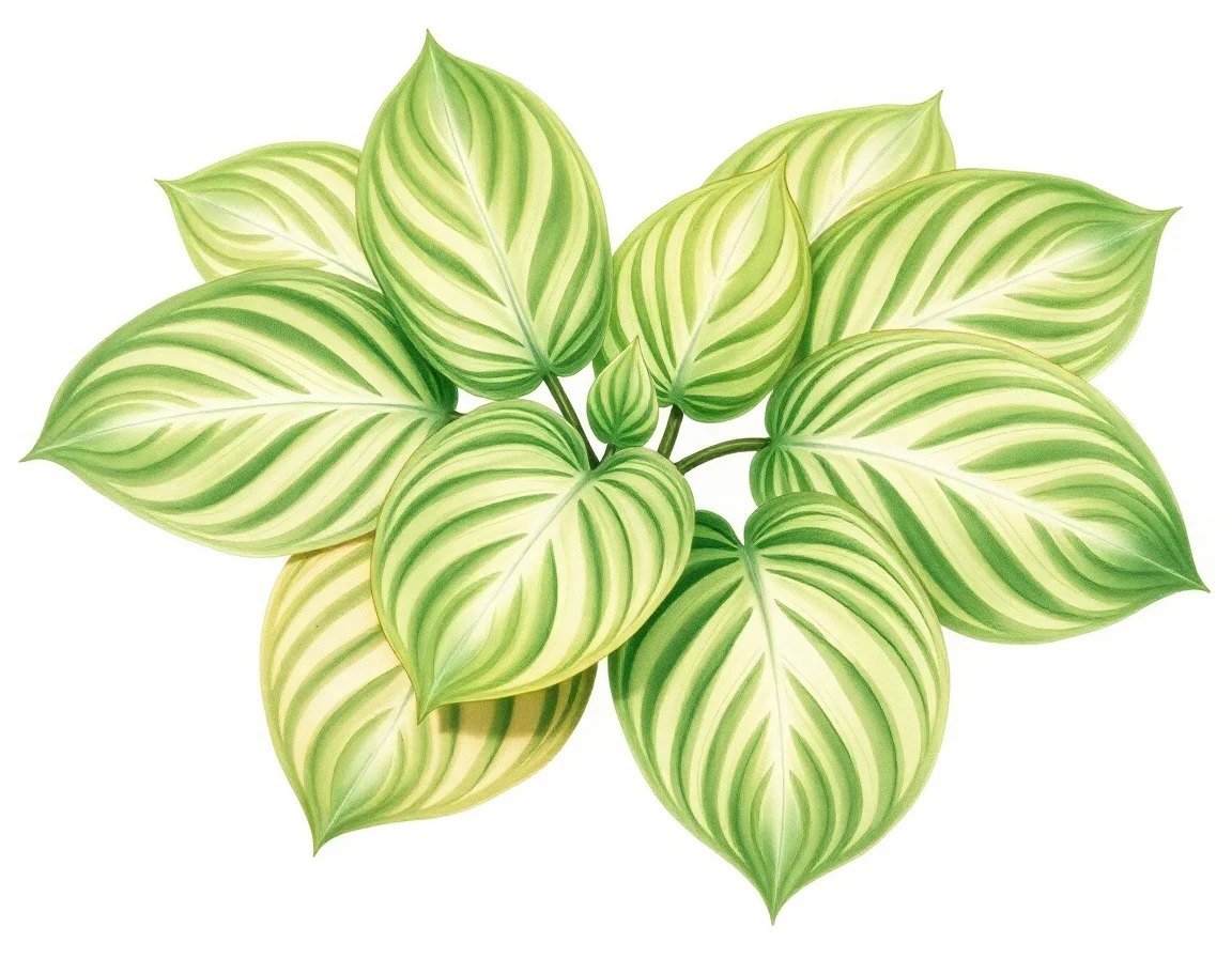 Watercolor illustration of Hosta 'Granddaddy Red Legs'