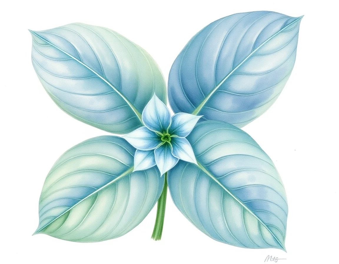 Watercolor illustration of Hosta 'Gravity Rocks'