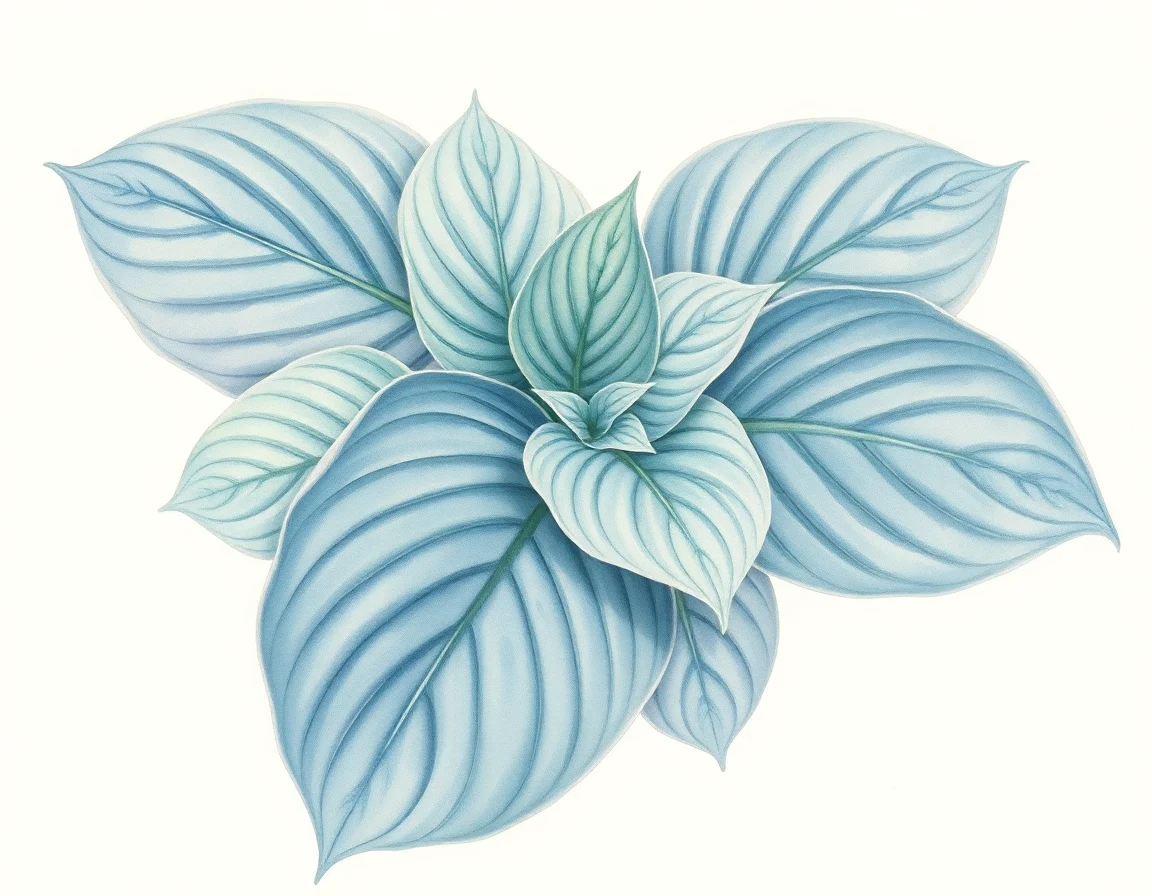 Watercolor illustration of Hosta 'Gray Fox'
