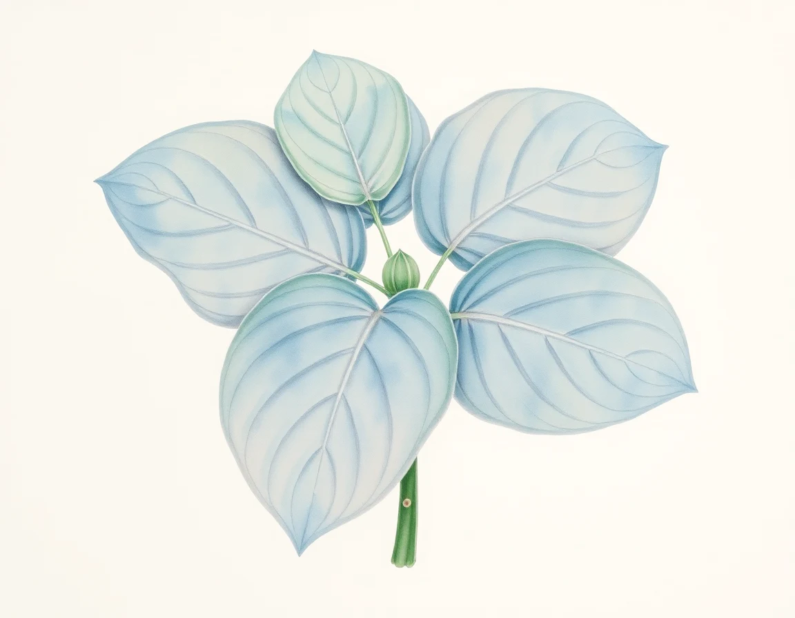 Watercolor illustration of Hosta 'Gray Wolf'