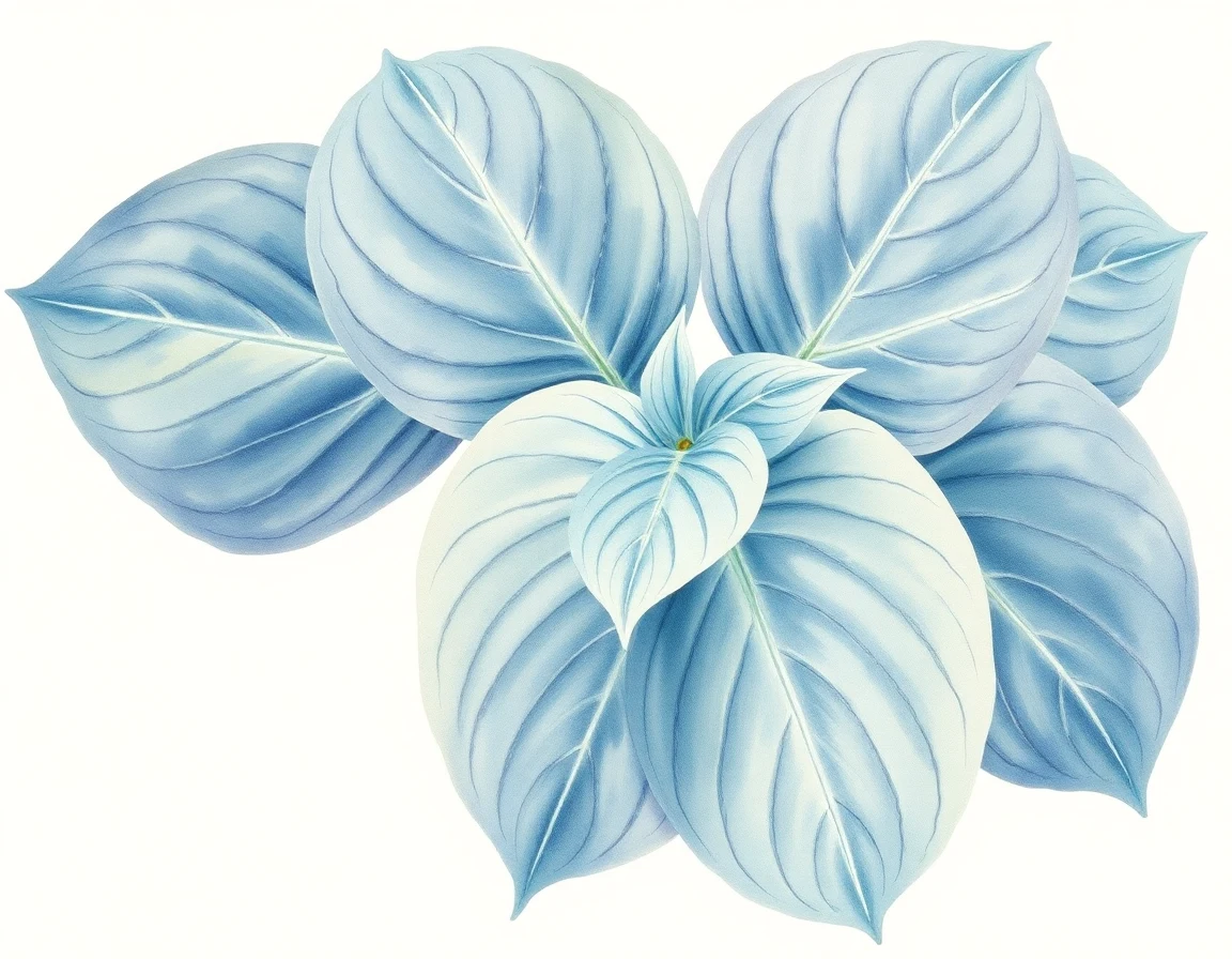 Watercolor illustration of Hosta 'Great Caesar's Ghost'