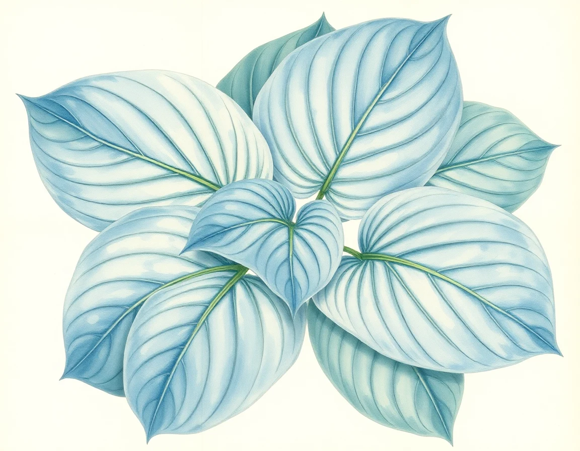 Watercolor illustration of Hosta 'Great River Sonata'