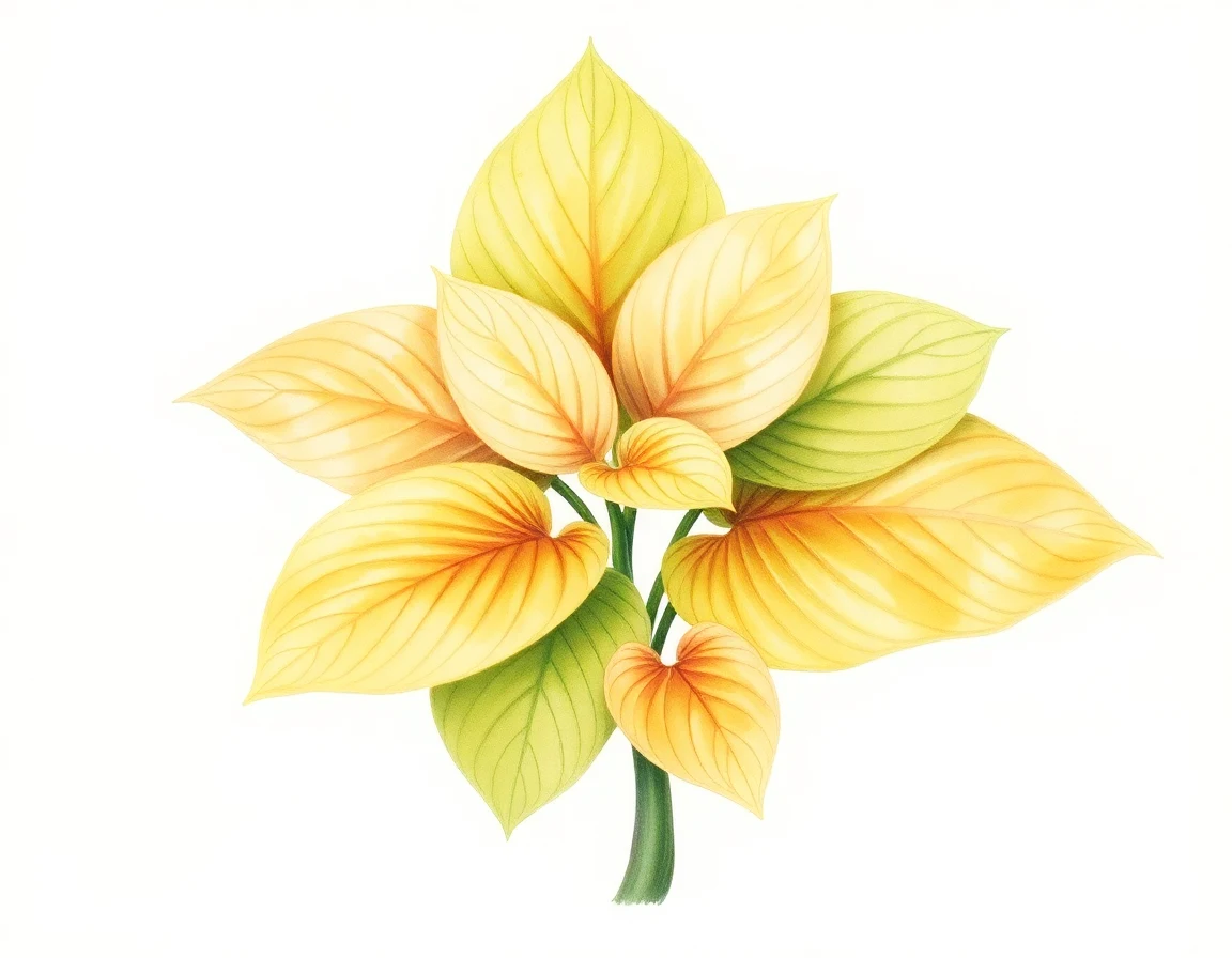 Watercolor illustration of Hosta 'Grecian Gold'