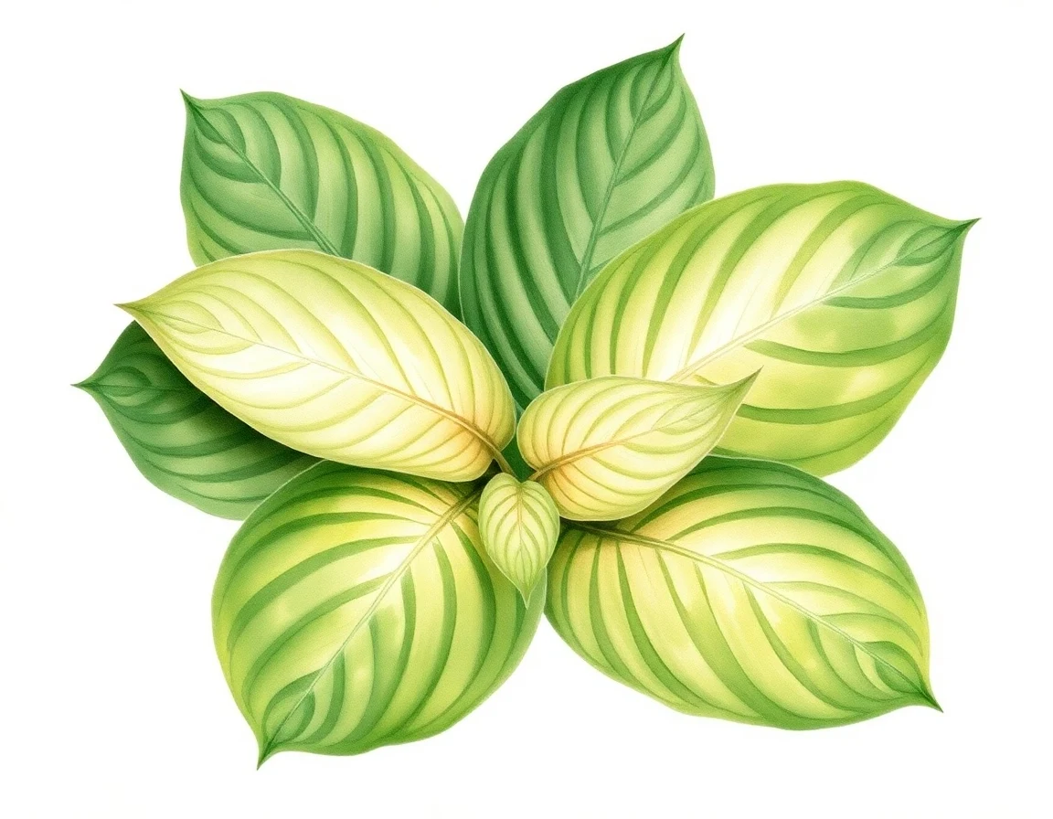 Watercolor illustration of Hosta 'Green Angel'