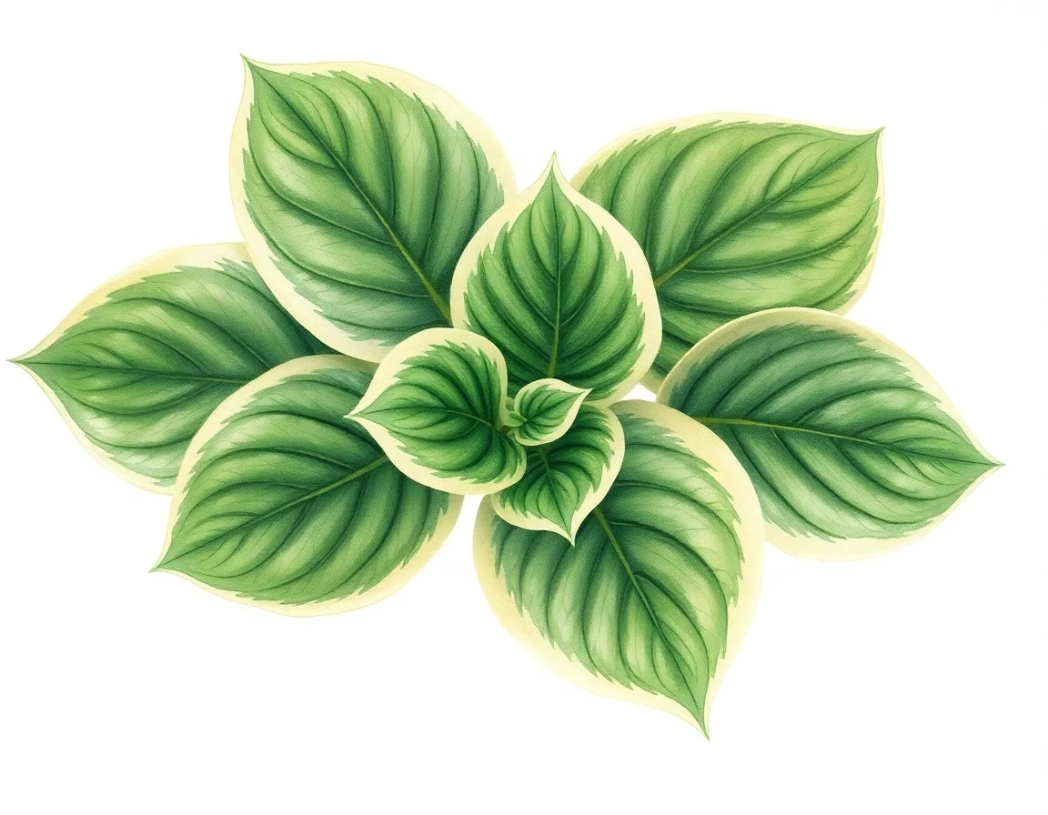 Watercolor illustration of Hosta 'Green Eyes'