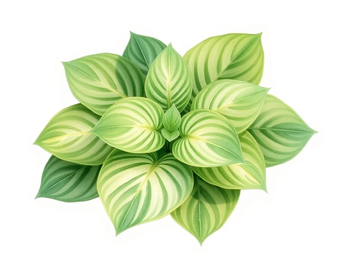 Watercolor illustration of Hosta 'Green Feather'