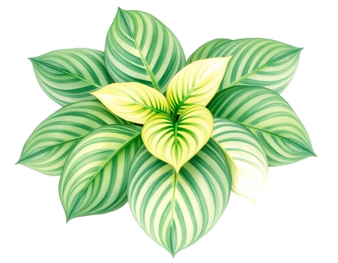 Watercolor illustration of Hosta 'Green Fountain'