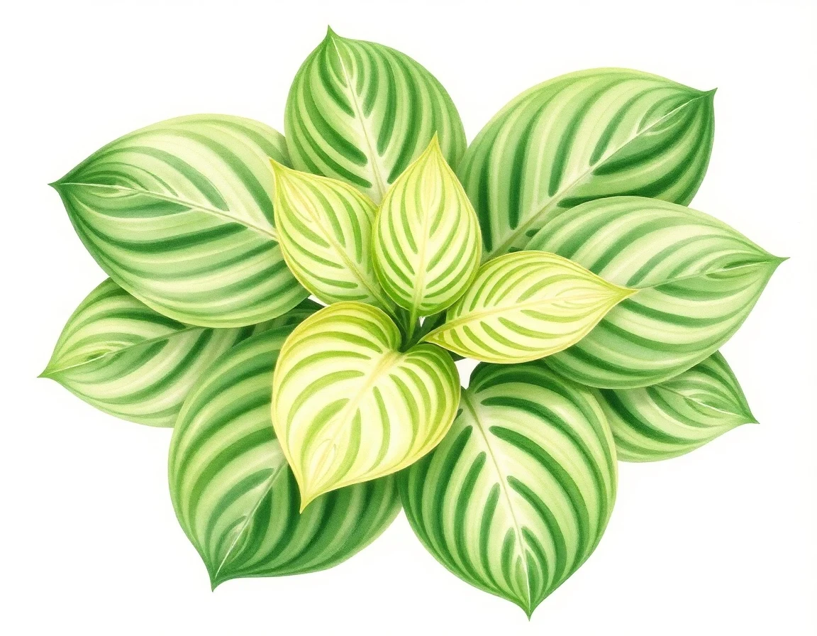 Watercolor illustration of Hosta 'Green Furrows'