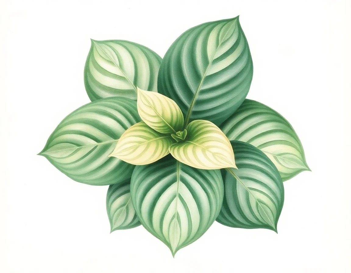 Watercolor illustration of Hosta 'Green Jeans'