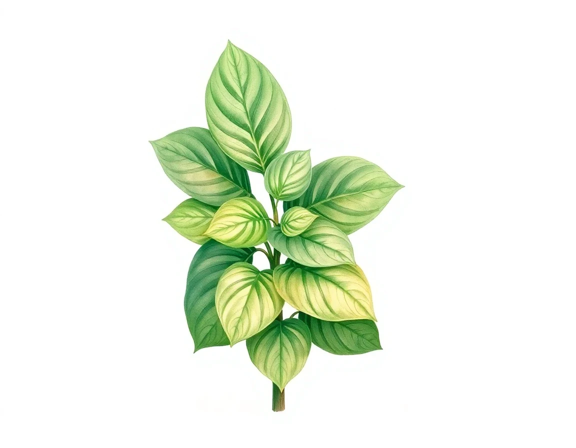 Watercolor illustration of Hosta 'Green Kabitan'