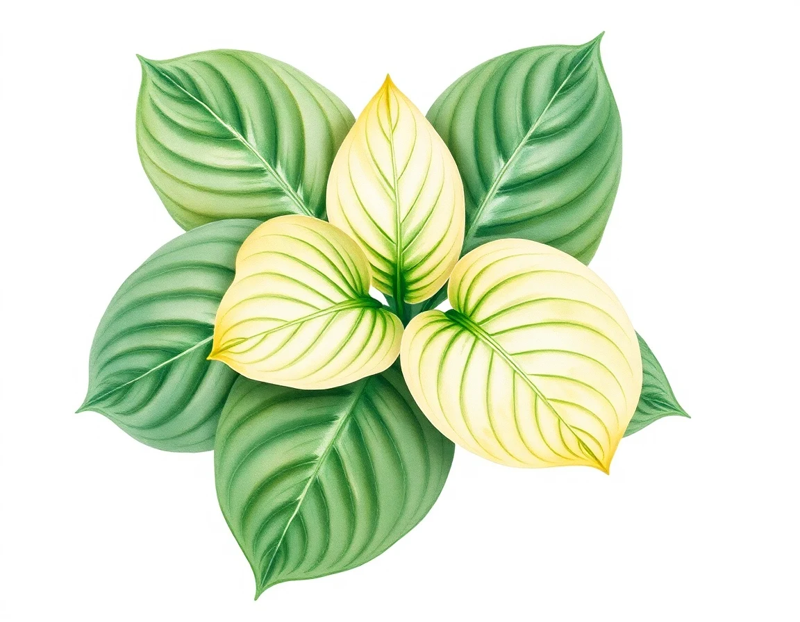 Watercolor illustration of Hosta 'Green Nymph'