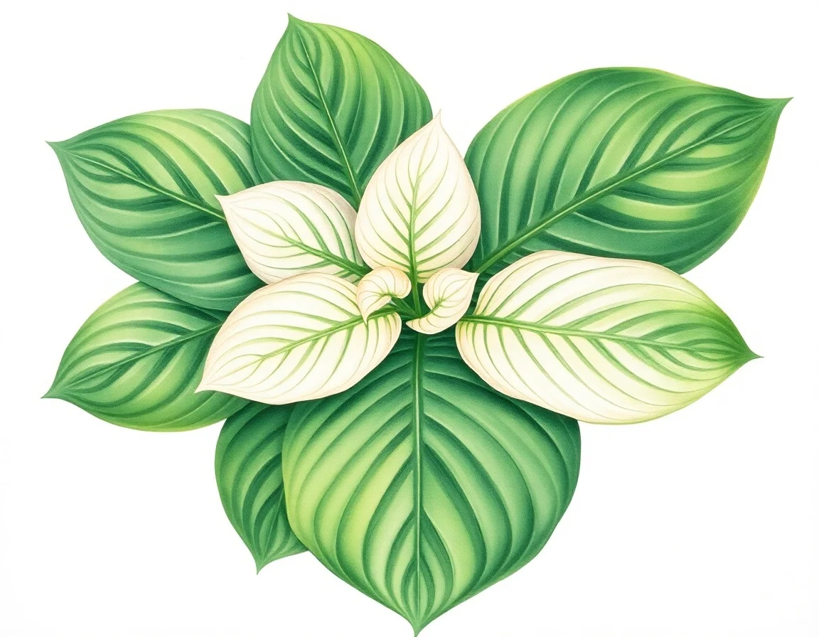 Watercolor illustration of Hosta 'Green Pastures'