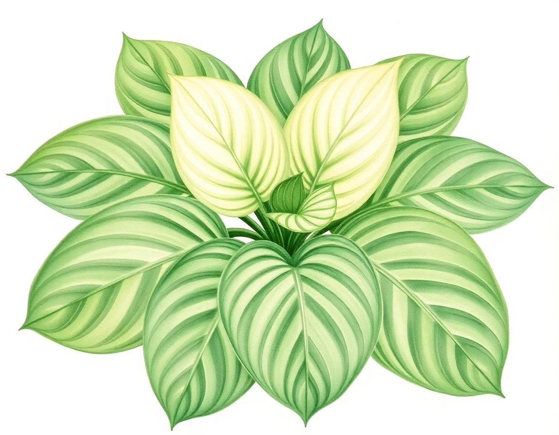 Watercolor illustration of Hosta 'Green Platter'