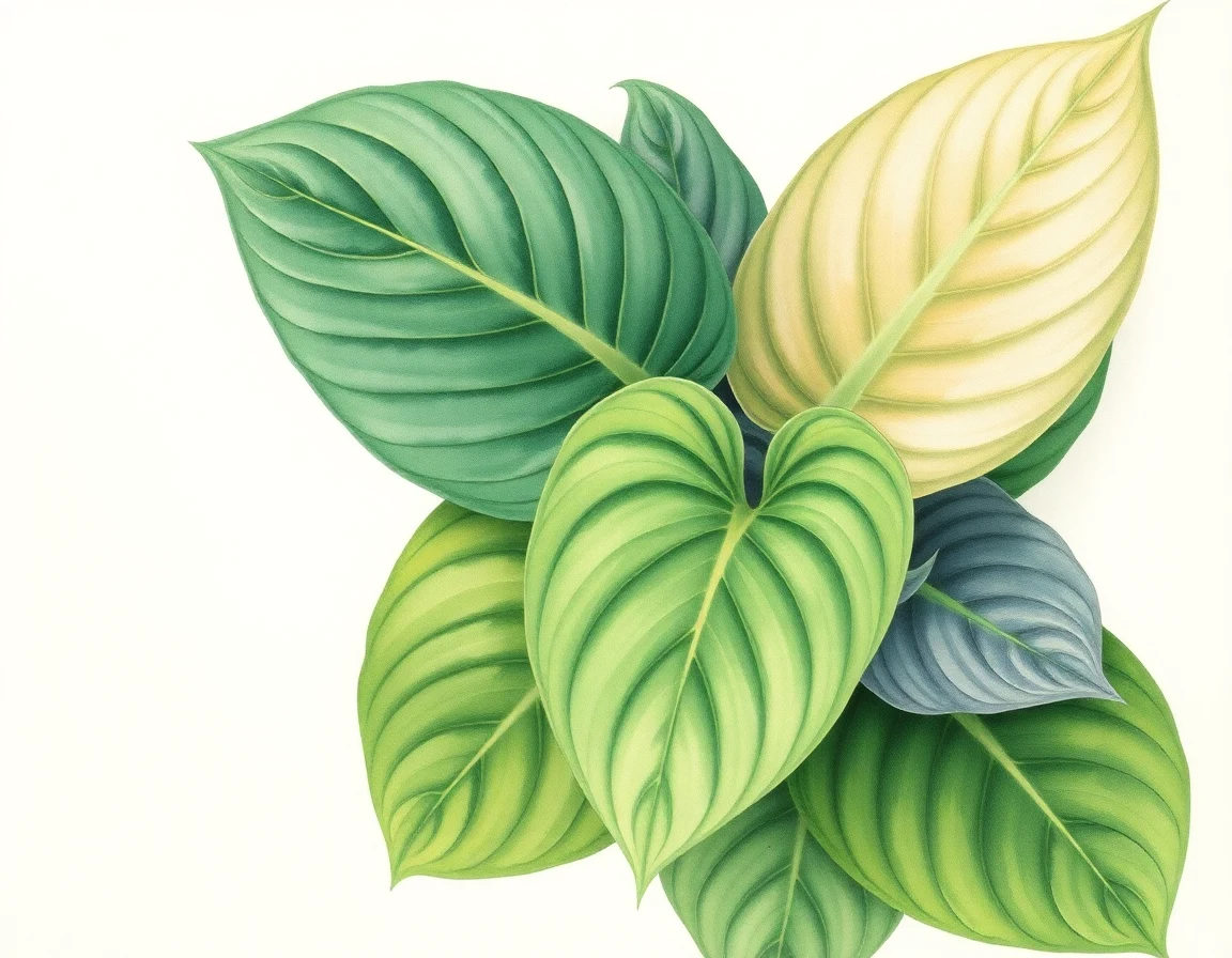 Watercolor illustration of Hosta 'Green River'