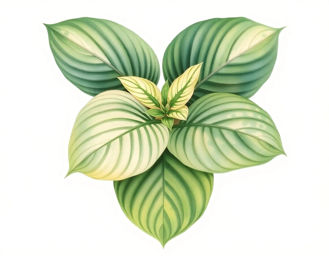 Watercolor illustration of Hosta 'Green Velveteen'