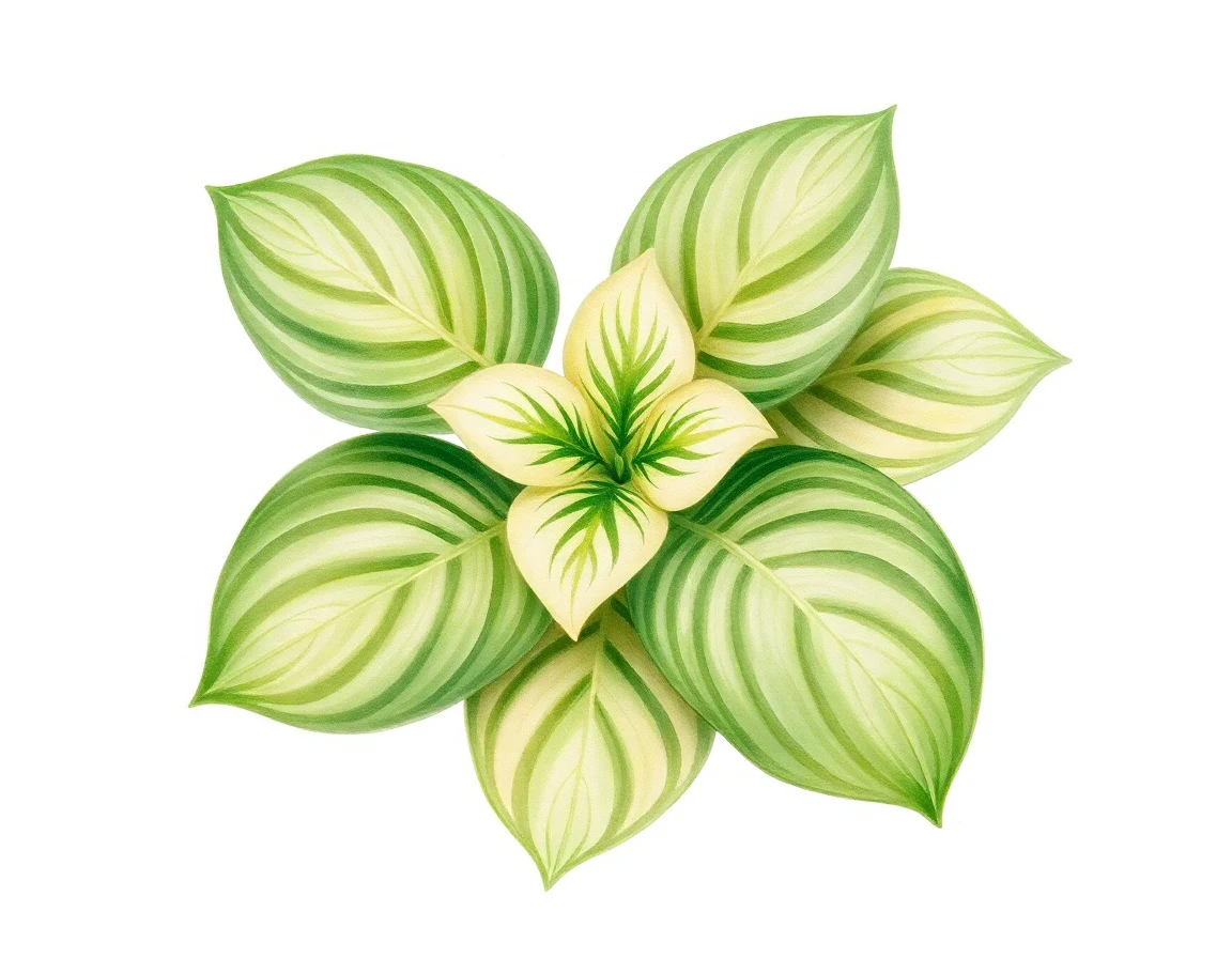 Watercolor illustration of Hosta 'Green Wiggles'