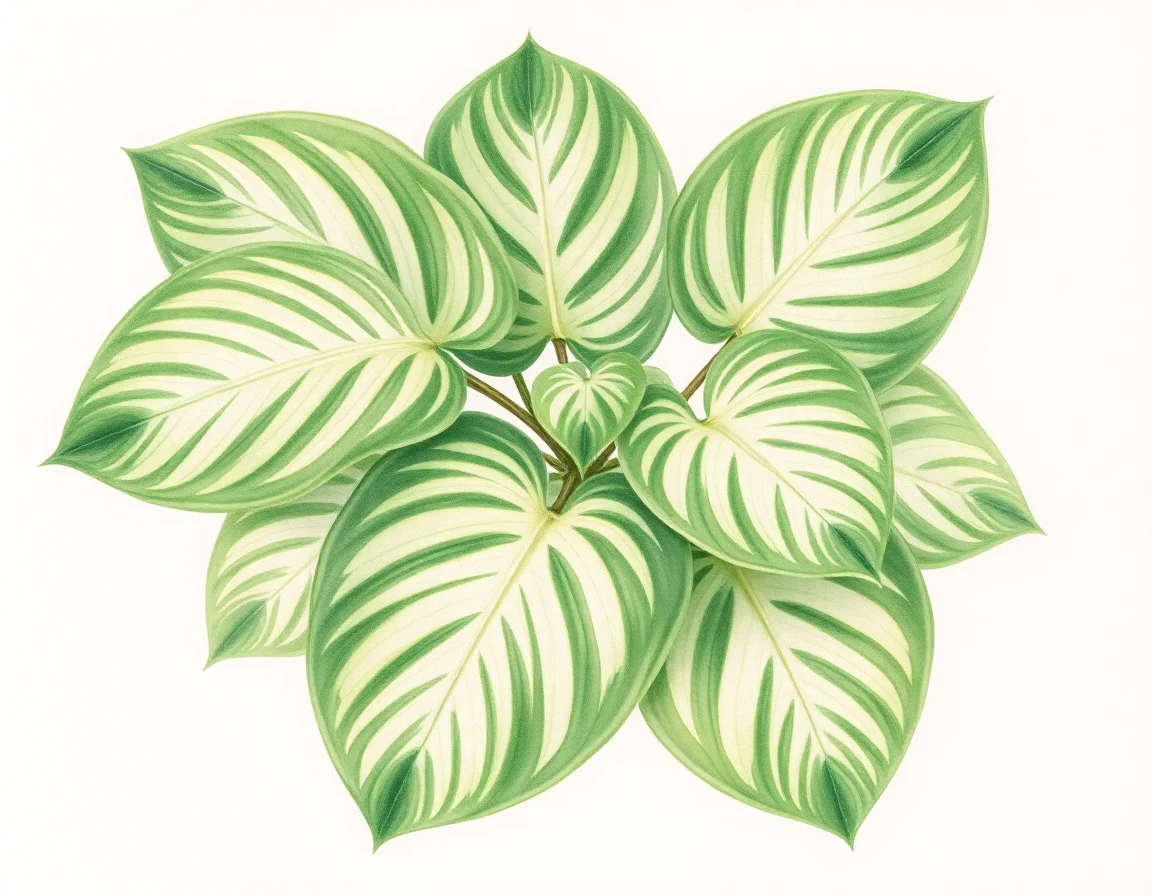 Watercolor illustration of Hosta 'Greenback'