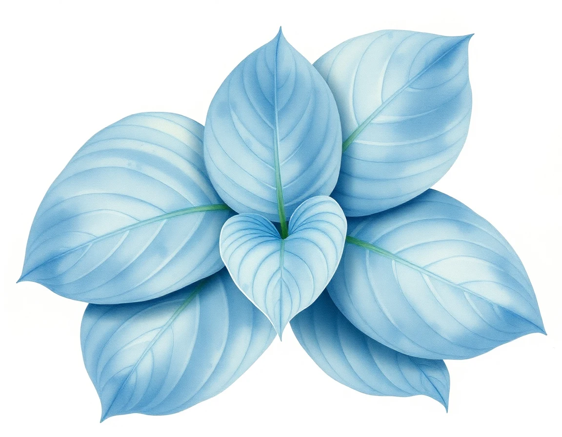 Watercolor illustration of Hosta 'Greenhead Charlie's Pride'