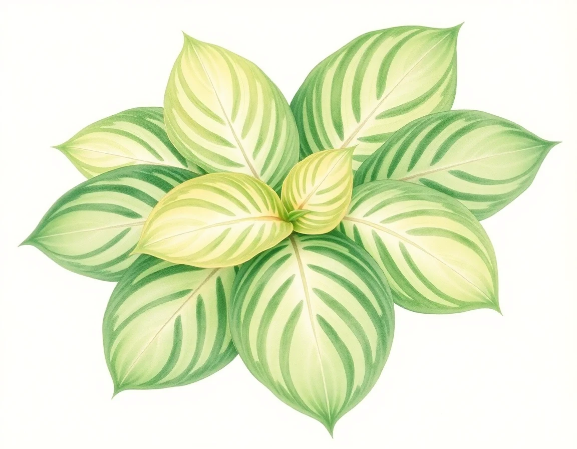 Watercolor illustration of Hosta 'Grey Beauty'