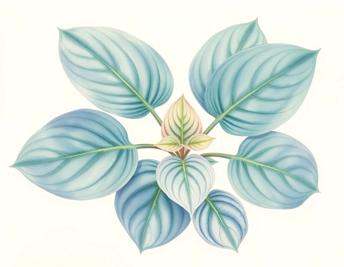 Watercolor illustration of Hosta 'Grey Cup Trophy'