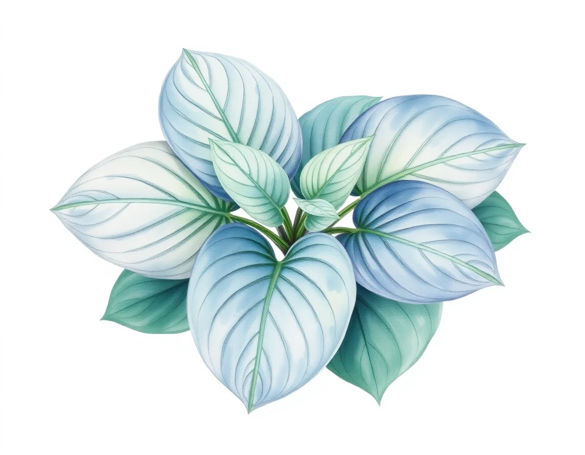 Watercolor illustration of Hosta 'Grey Glacier'
