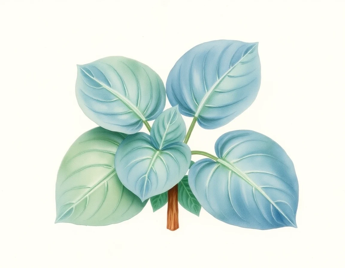 Watercolor illustration of Hosta 'Grey Goose'