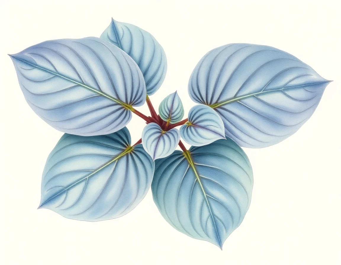 Watercolor illustration of Hosta 'Grey Poupon'