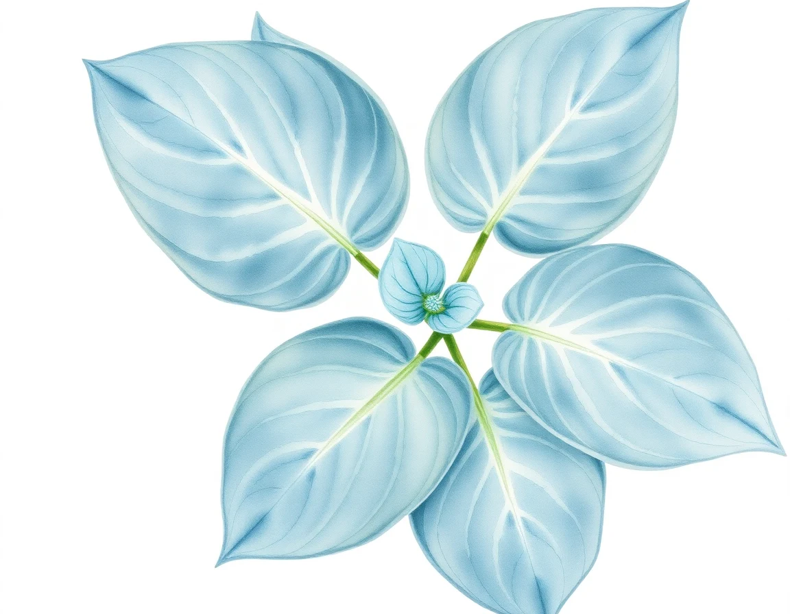 Watercolor illustration of Hosta 'Greybeard'