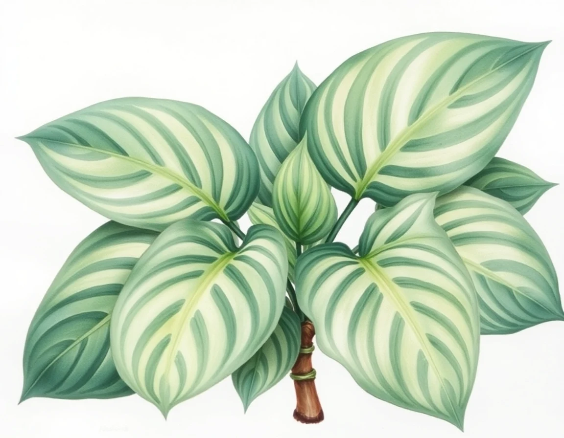 Watercolor illustration of Hosta 'Grizzly Bear'