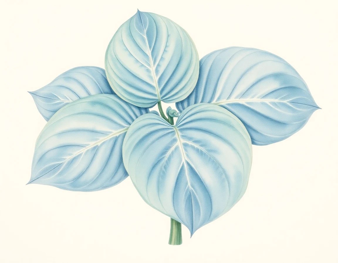 Watercolor illustration of Hosta 'Groo Bloo'