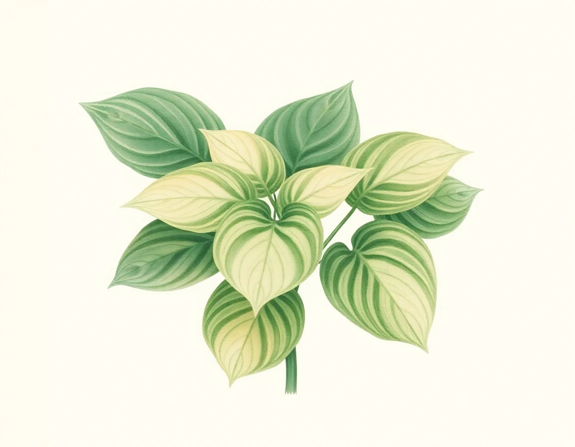 Watercolor illustration of Hosta 'Groomsman'