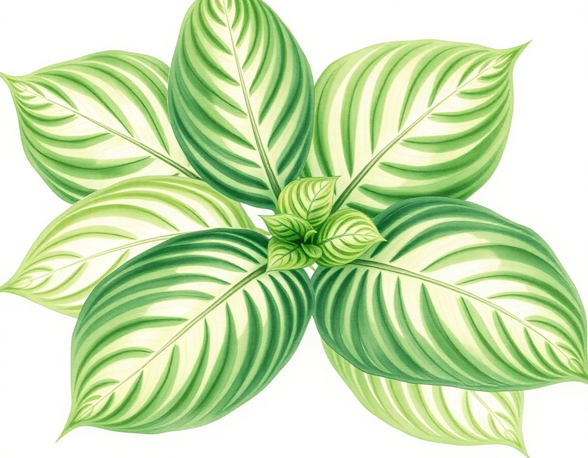 Watercolor illustration of Hosta 'Gullivar'