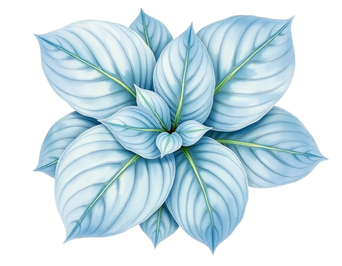 Watercolor illustration of Hosta 'Gunsmoke'