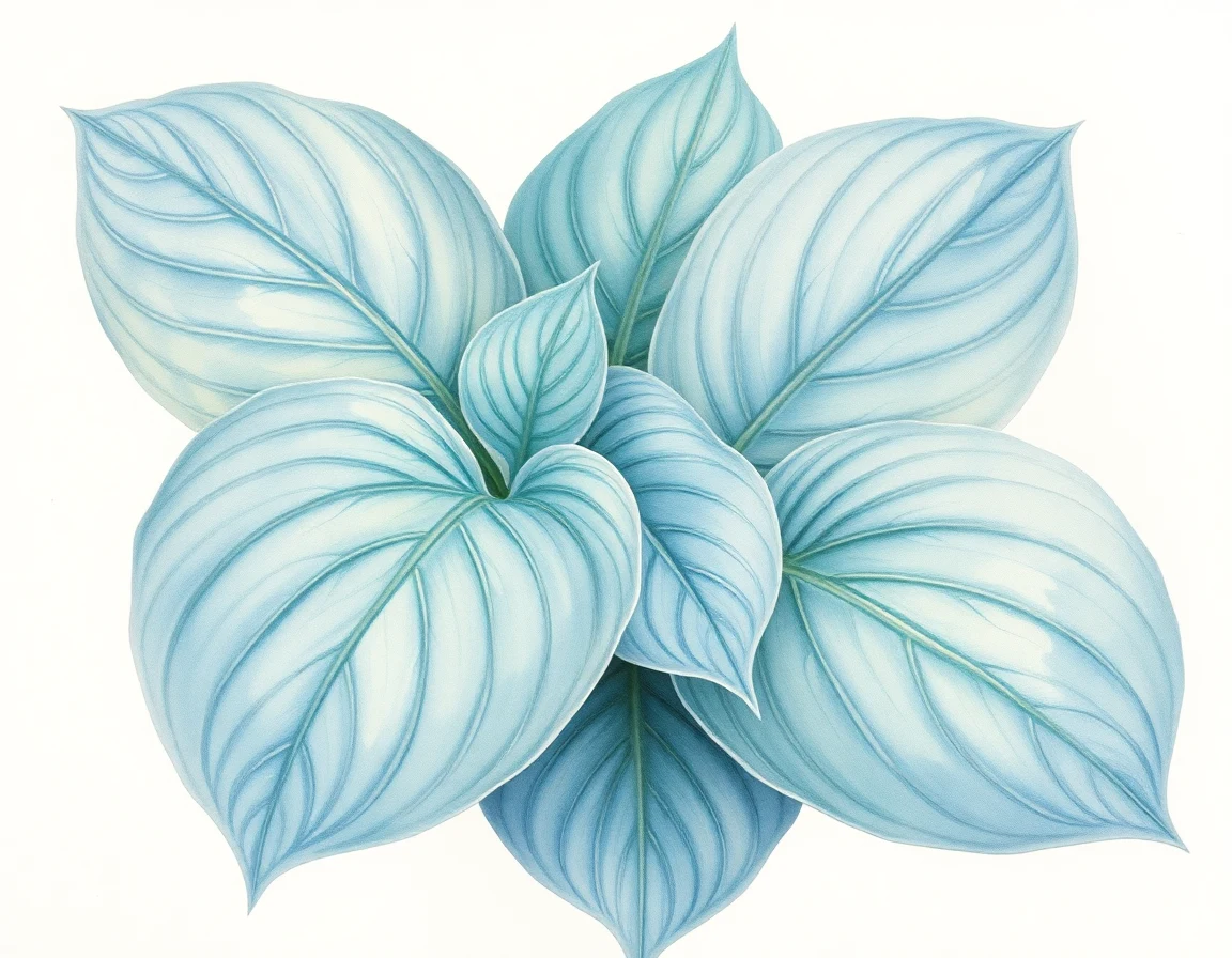 Watercolor illustration of Hosta 'Gunther's Reward'