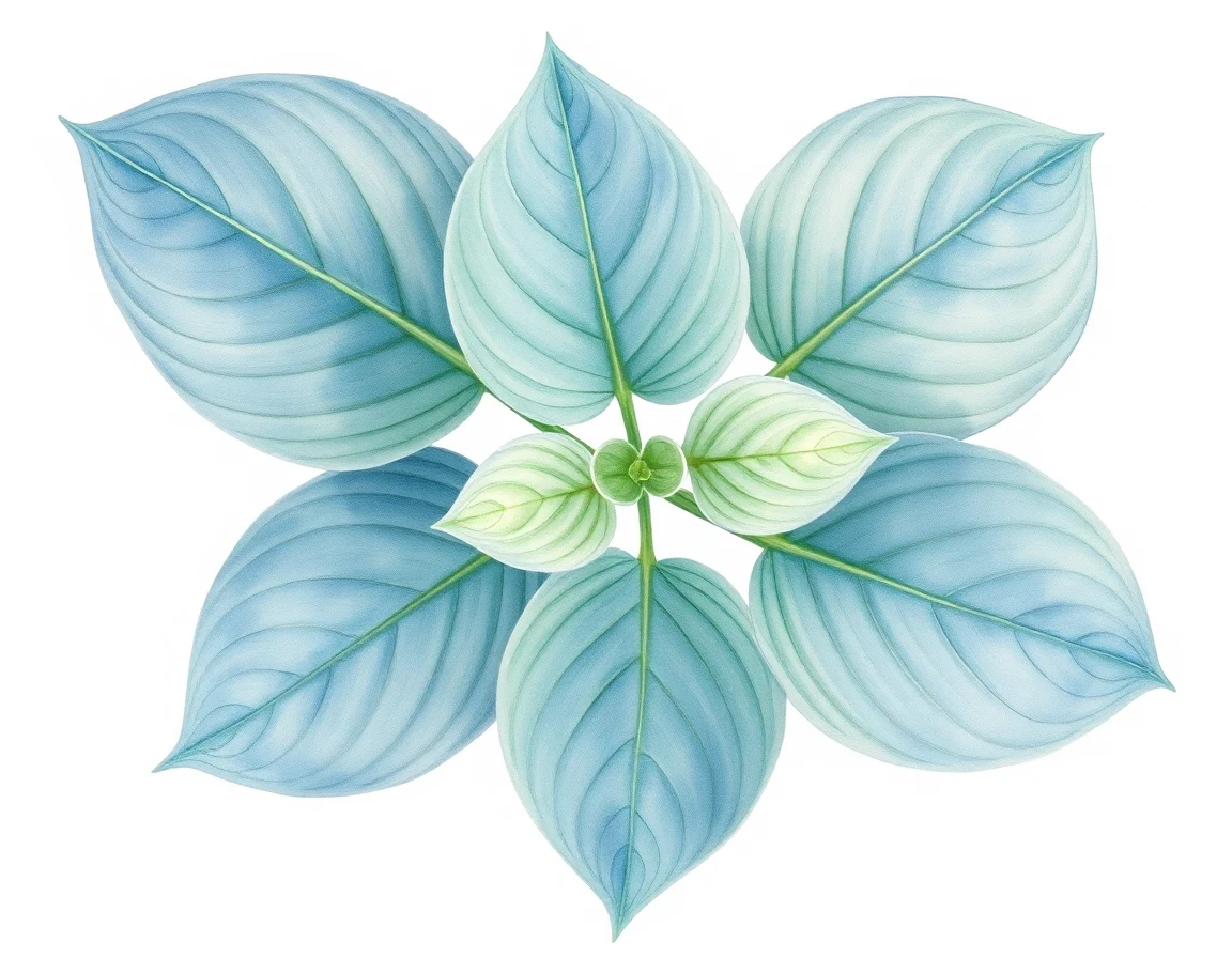 Watercolor illustration of Hosta 'Hadspen Blue'