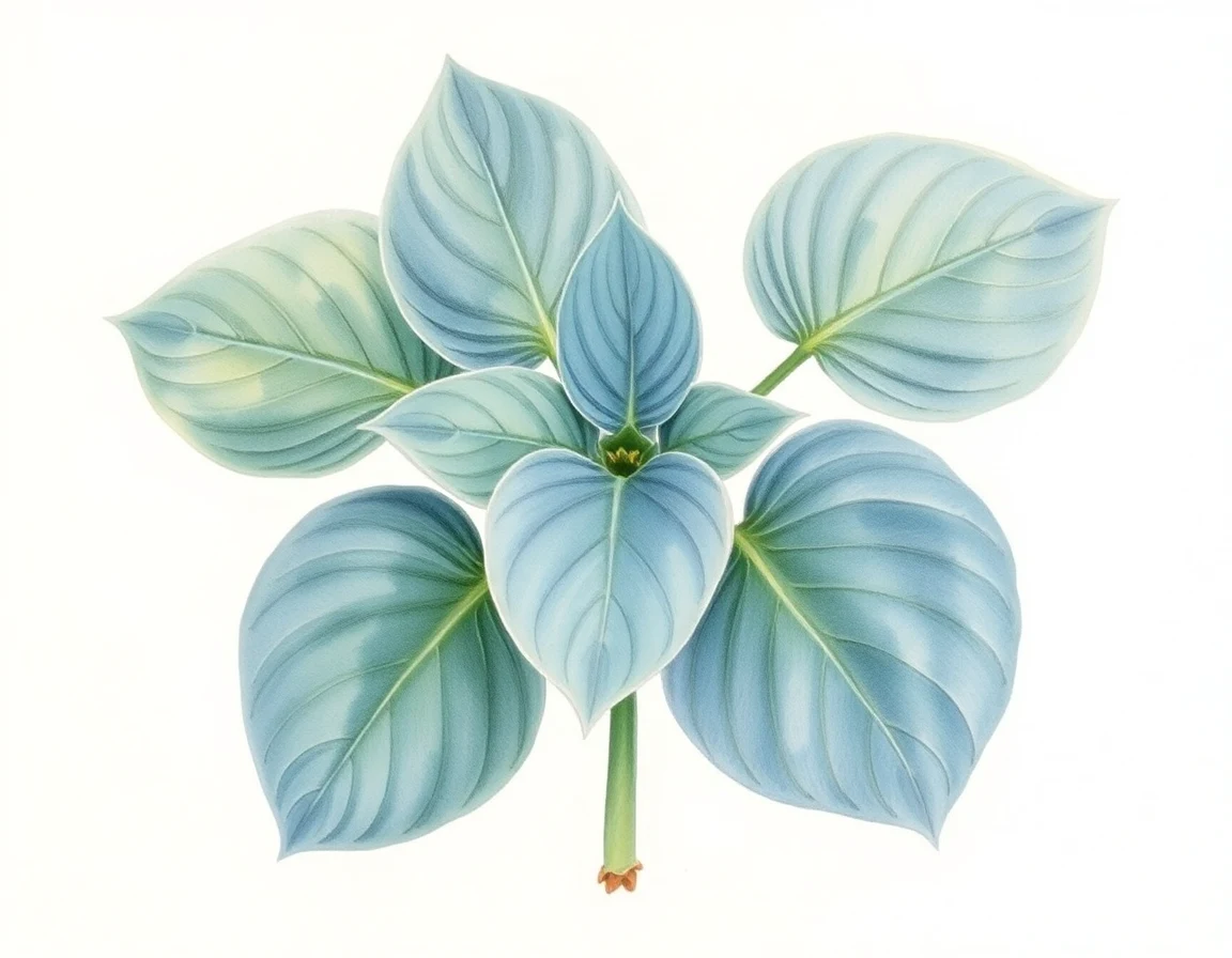 Watercolor illustration of Hosta 'Hadspen Heron'