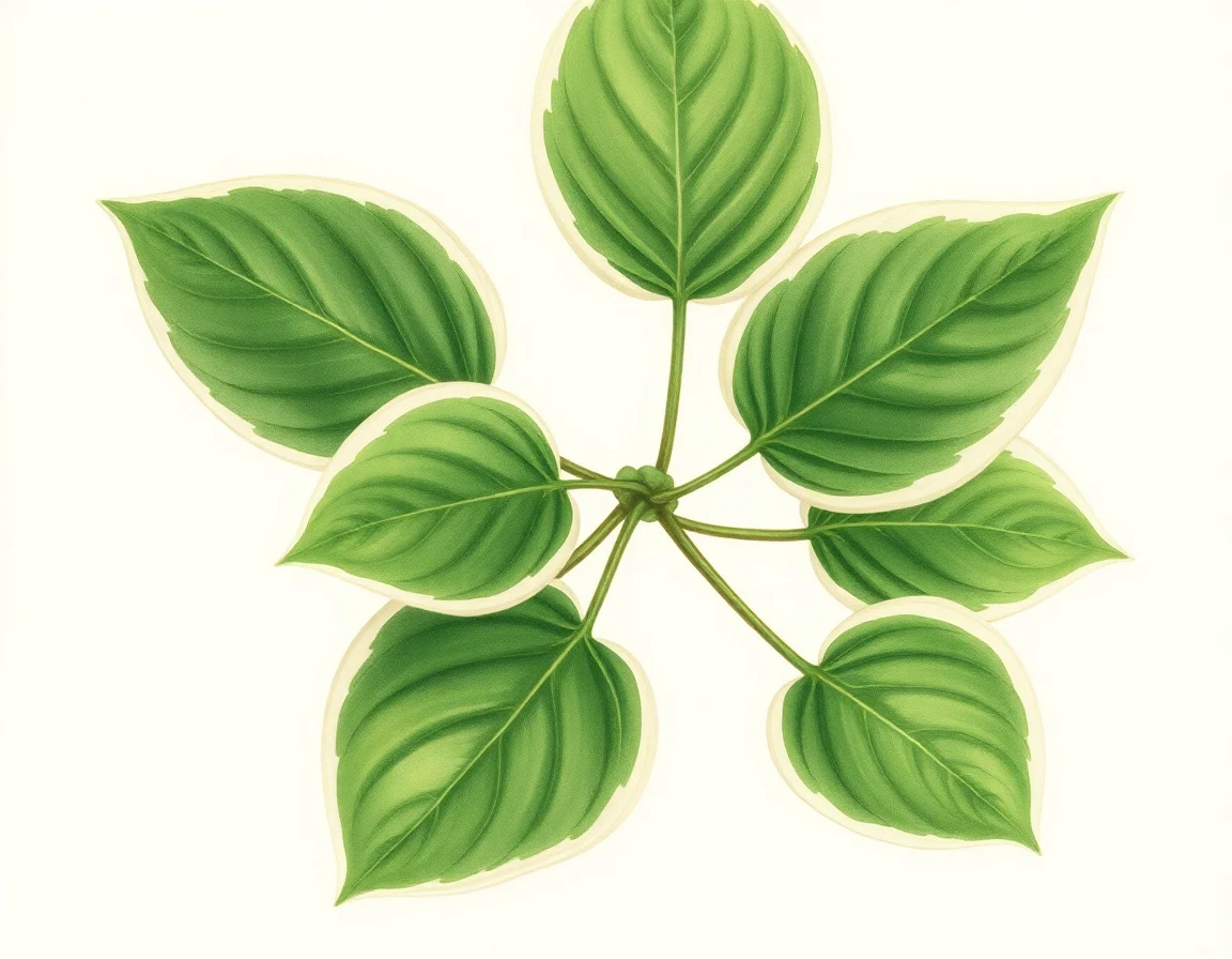 Watercolor illustration of Hosta 'Haku Chu Han'